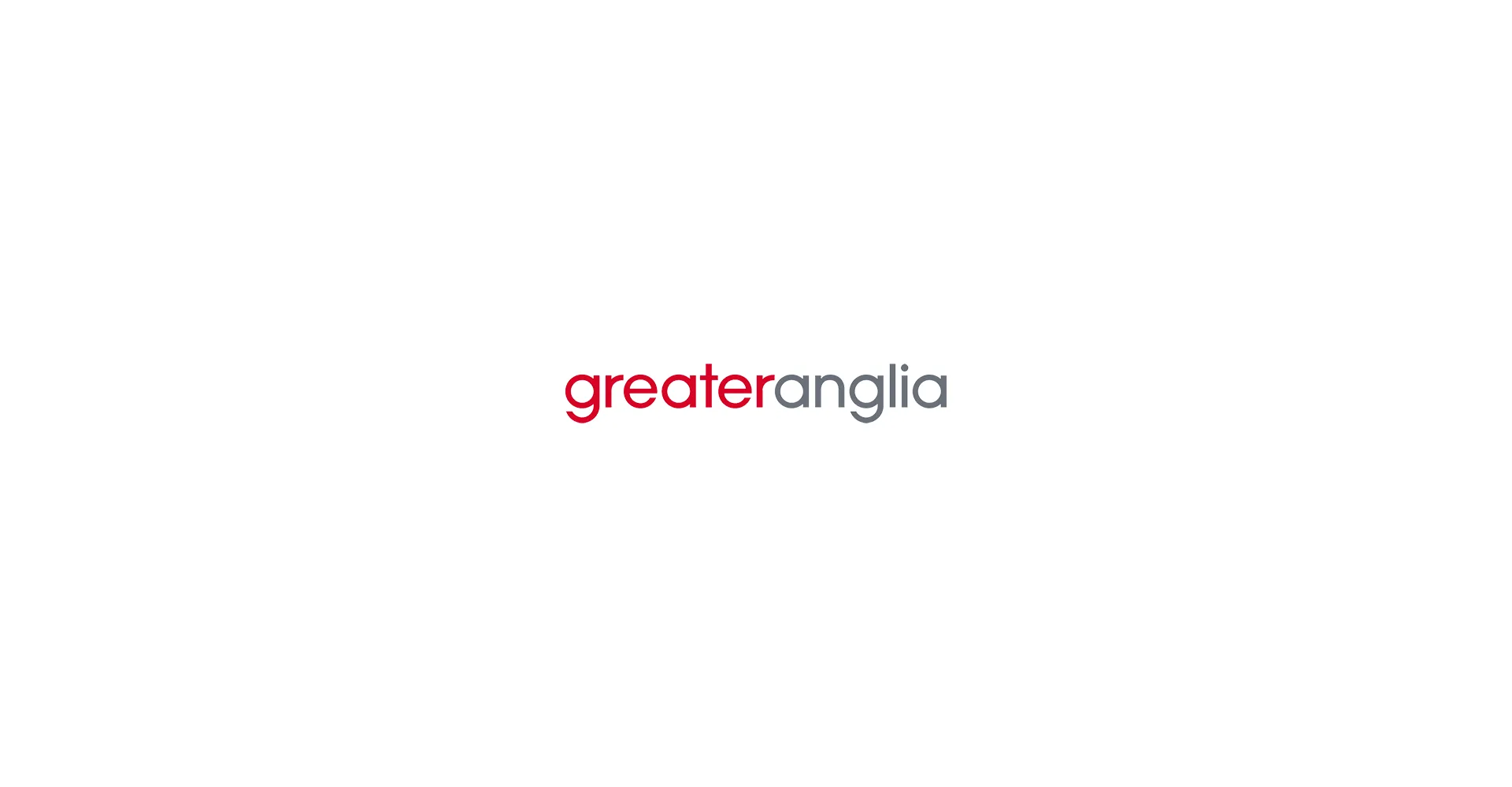 Greater Anglia Brand Logo Greater Anglia logo with "greater" in red and "anglia" in grey on a white background.