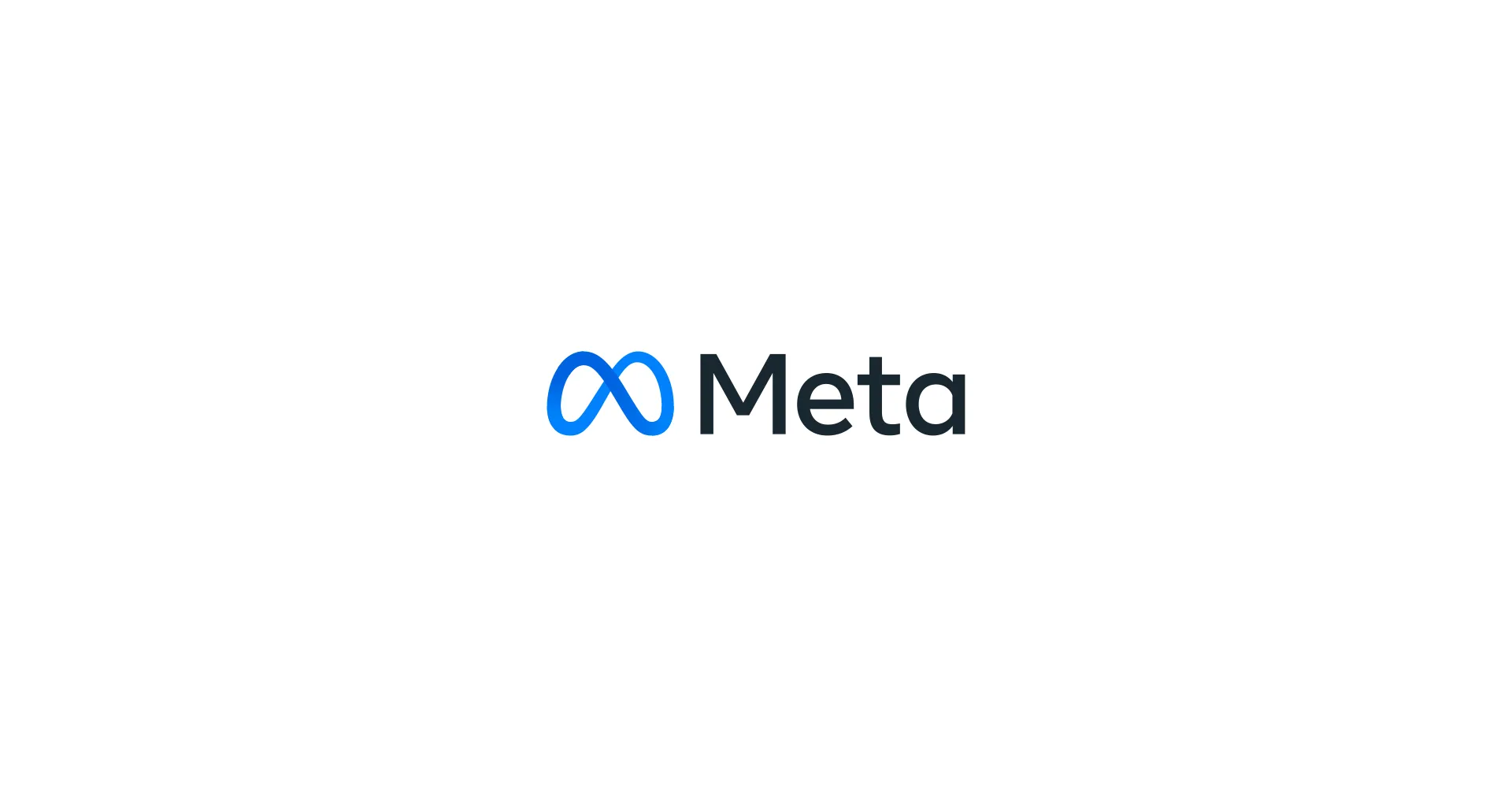 Meta Logo on White Background Meta Platforms Inc. logo with a blue infinity loop and "Meta" text on a white background.