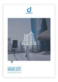 Commend Smart City White Paper Commend Smart City white paper cover with city skyline and a person walking.