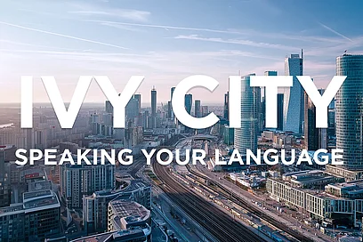 Ivy City: Secure Your World City skyline with tall buildings, a river, and 'IVY CITY' branding.